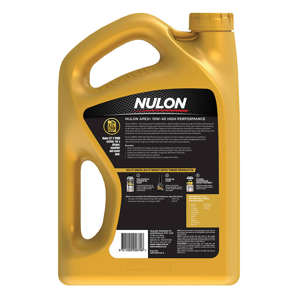 Nulon Apex+ 10W-40 High Performance 5 Litre