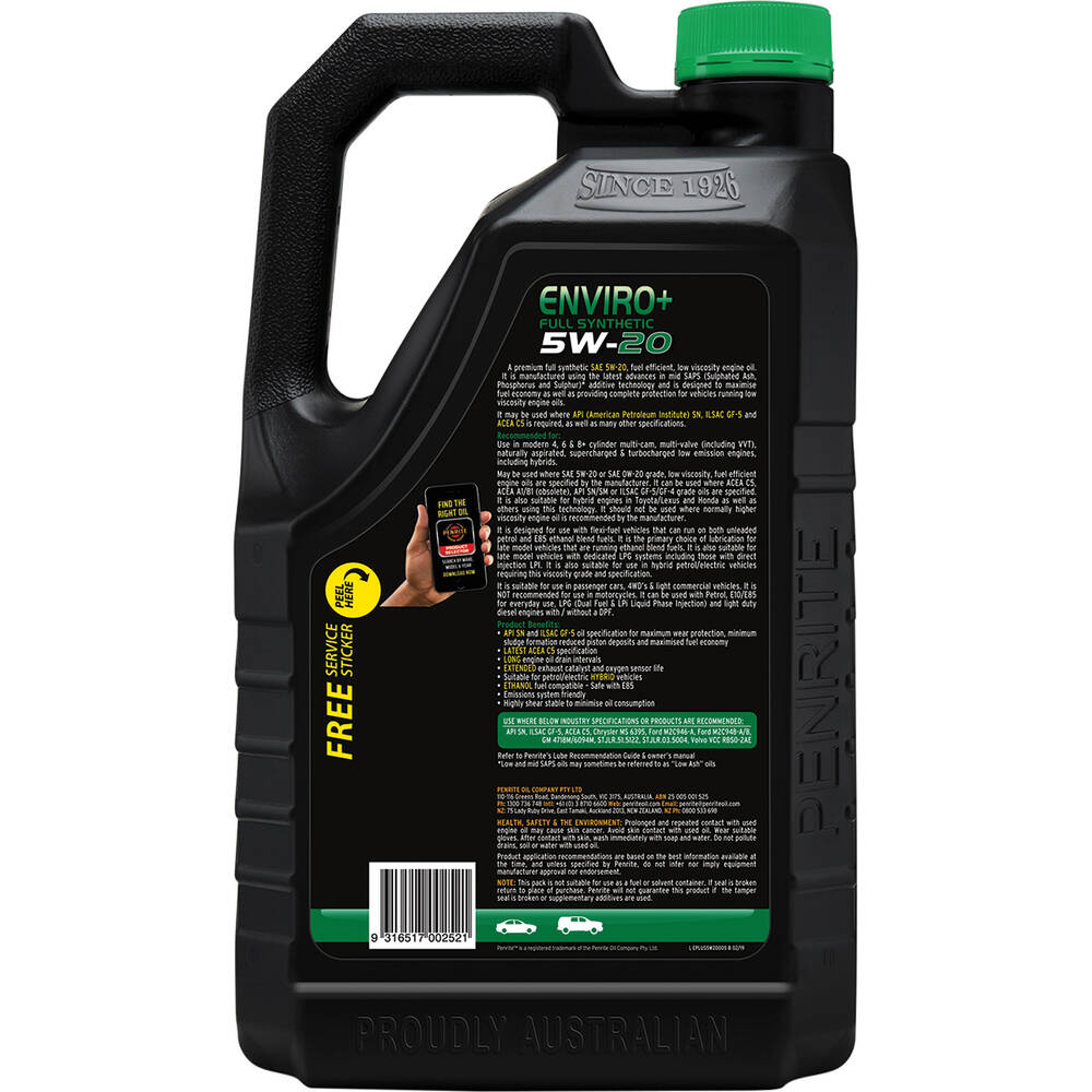 Penrite Enviro+ Engine Oil - 5W-20 5 Litre